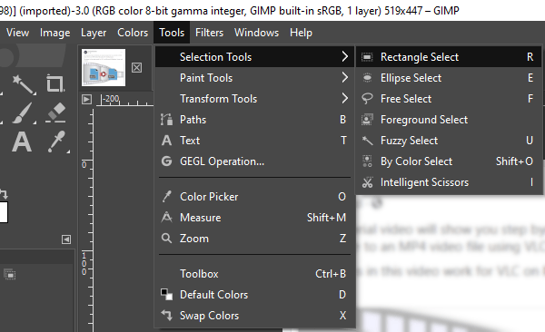 Selection Tools in GIMP