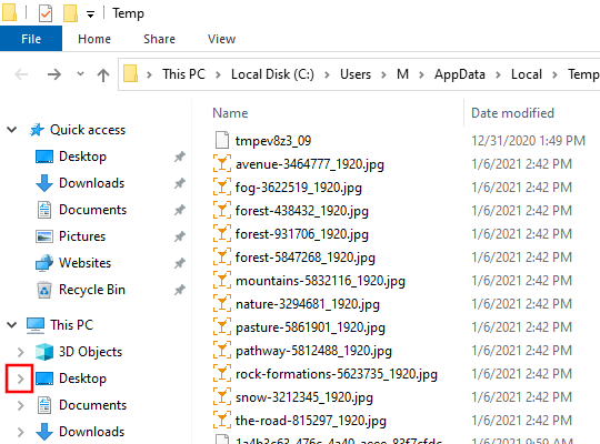 Show desktop folder in File Explorer in Windows 10