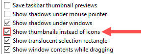Show thumbnails instead of icons