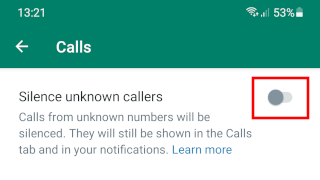 Silence unknown callers on WhatsApp