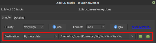 soundKonverter destination folder