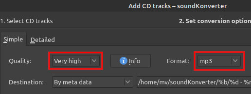 soundKonverter quality and format settings