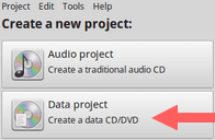 start data project in brasero