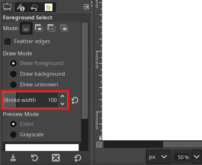Stroke width setting in GIMP