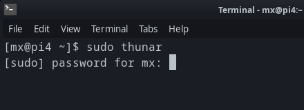 sudo thunar command in Manjaro Linux