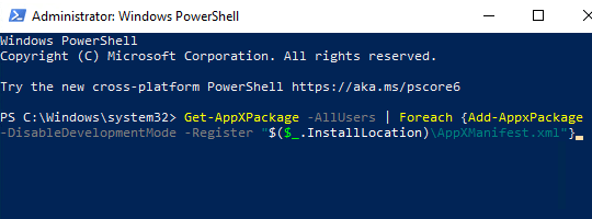 The Get-AppXPackage command in Windows PowerShell