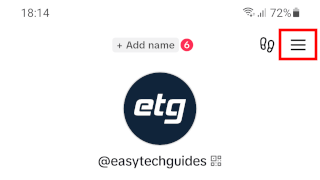 TikTok menu button