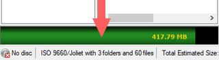 total estimated size in cdburnerxp