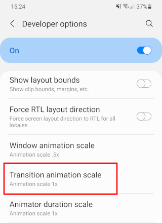 Transition animation scale