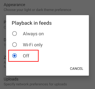 Turn off autoplay on YouTube app