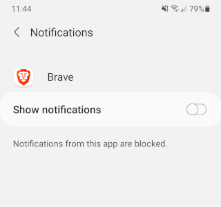 Turn off Brave browser notifications on Android