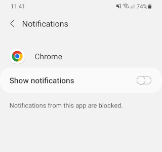 Turn off Google Chrome notifications on Android