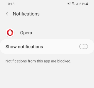 Turn off Opera mobile notifications