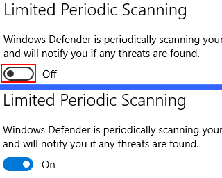 turn on windows defender limited periodic scanning in windows 10