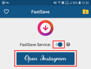 Turn the FastSave service on and open Instagram