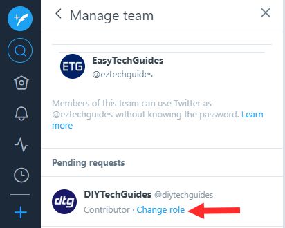 Twitter Tweetdeck change role option