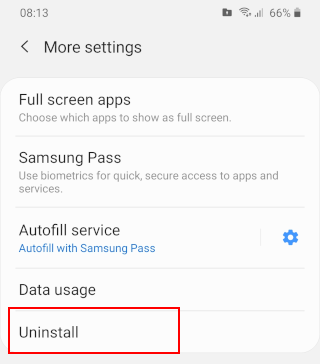 Uninstall Secure Folder on a Samsung phone