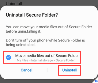 uninstall Secure Folder on a Samsung phone