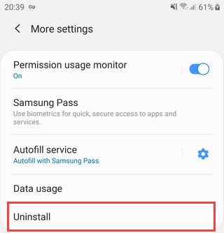 uninstall Secure Folder on a Samsung phone