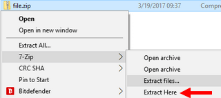 unzip compressed files using 7-zip