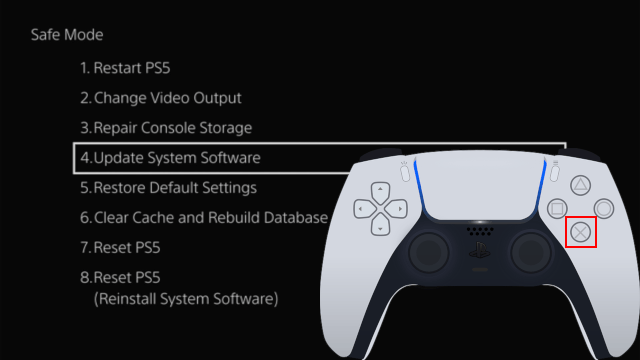 Update System Software option in PS5 Safe Mode