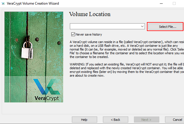 VeraCrypt Select File button