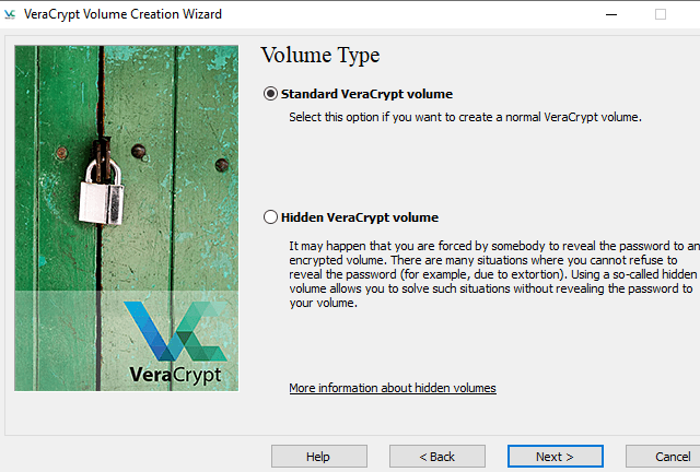 VeraCrypt standard VeraCrypt volume option