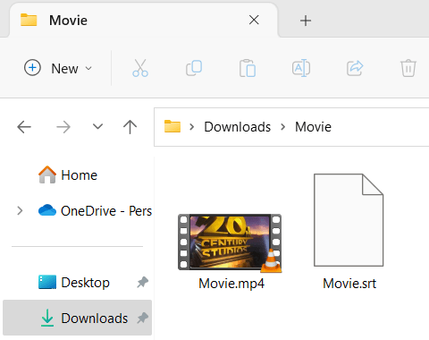 Video file with SRT subtitle file