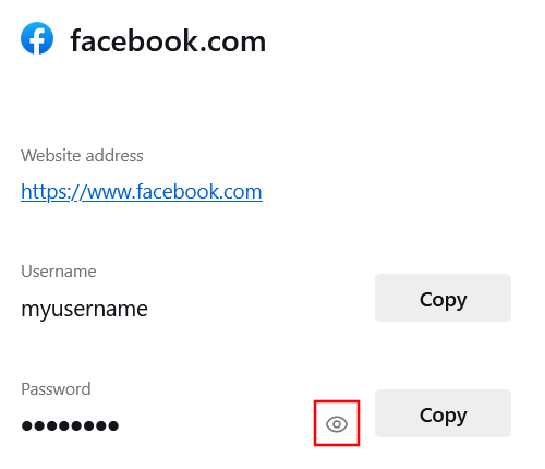 View a saved password in Firefox