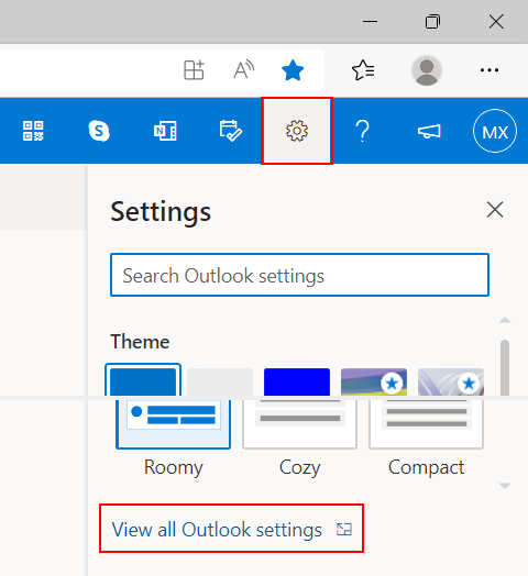 View all Outlook settings