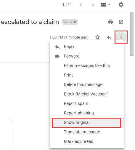 View email header on Gmail