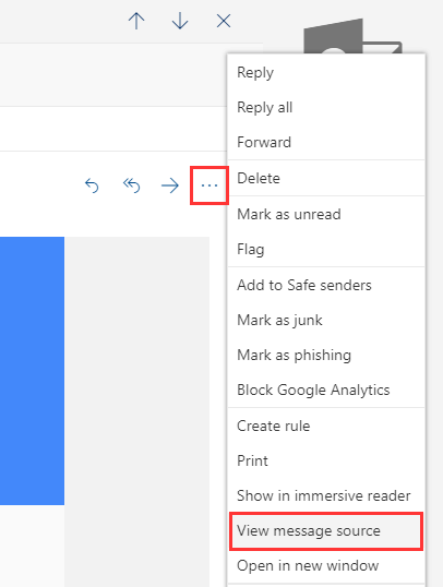 View email header on Outlook.com