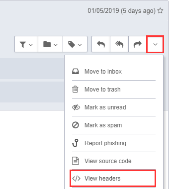 View email header on ProtonMail