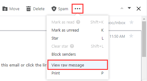 View email header on Yahoo