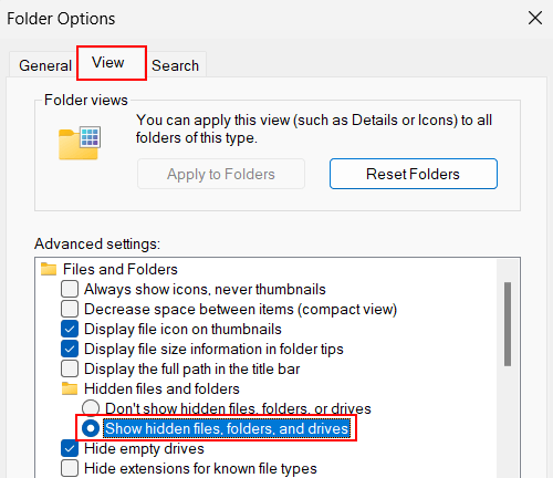 Afficher les fichiers, dossiers et lecteurs cachés dans Windows 11