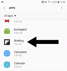 View information about Flipboard Briefing app on Samsung Galaxy