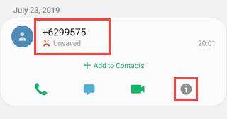 View information of phone number on Samsung Galaxy Android 9