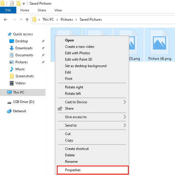 View properties of hidden files in Windows 10