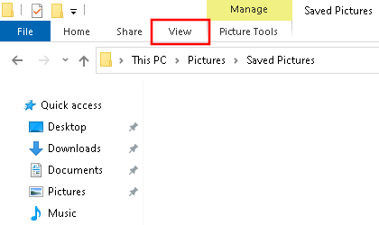 View tab in File Explorer in Windows 10