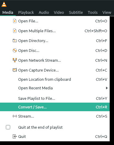 VLC - Media - Convert/Save