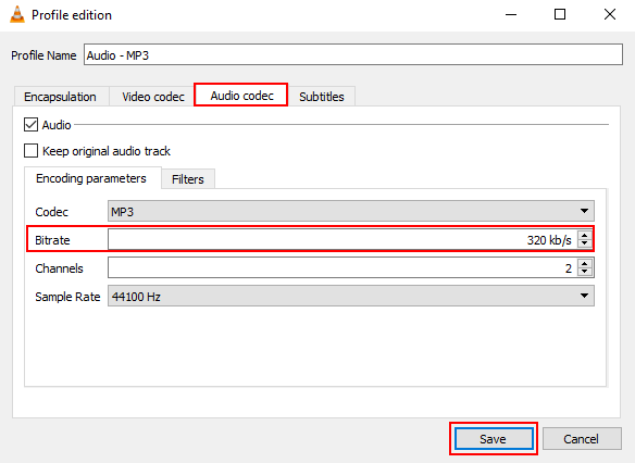 VLC profile settings