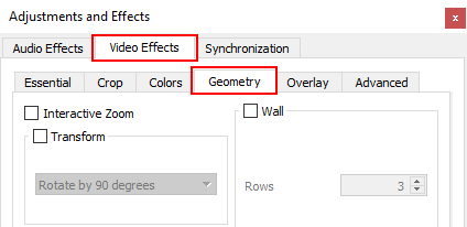 VLC Video Effects and Geometry