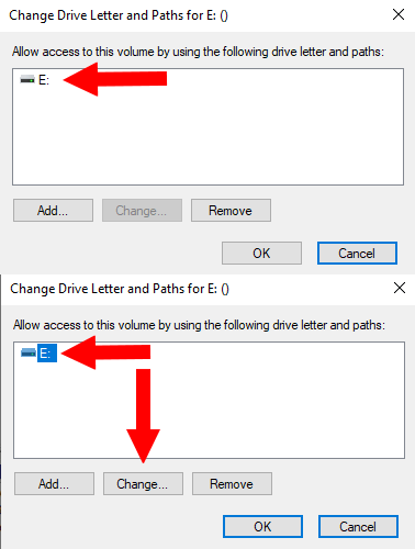 What to do when the Change drive letter button is not working