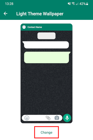 WhatsApp change wallpaper button