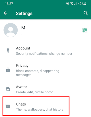 WhatsApp Chats settings