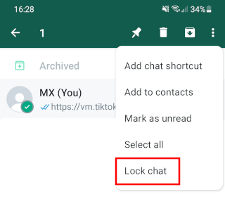 WhatsApp Lock chat option