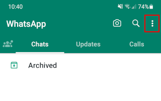 WhatsApp menu button