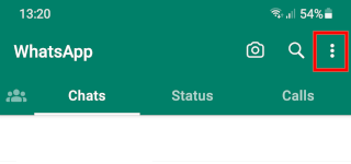 WhatsApp menu button
