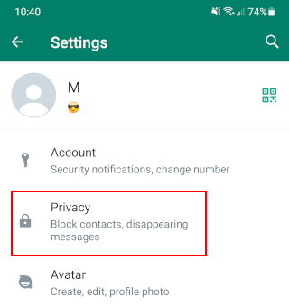 WhatsApp privacy settings