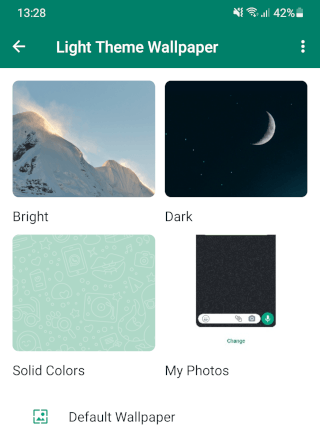 WhatsApp wallpaper options